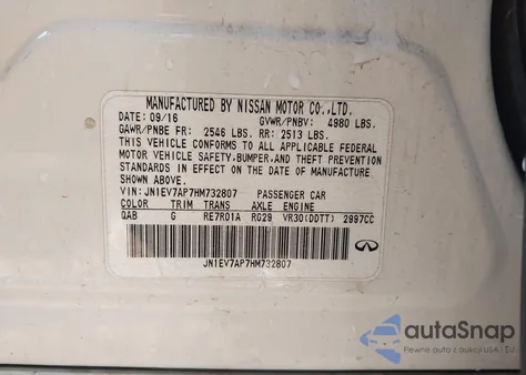 2017 Infiniti Q50 3.0T Premium from USA, damaged, VIN JN1EV7AP7HM732807